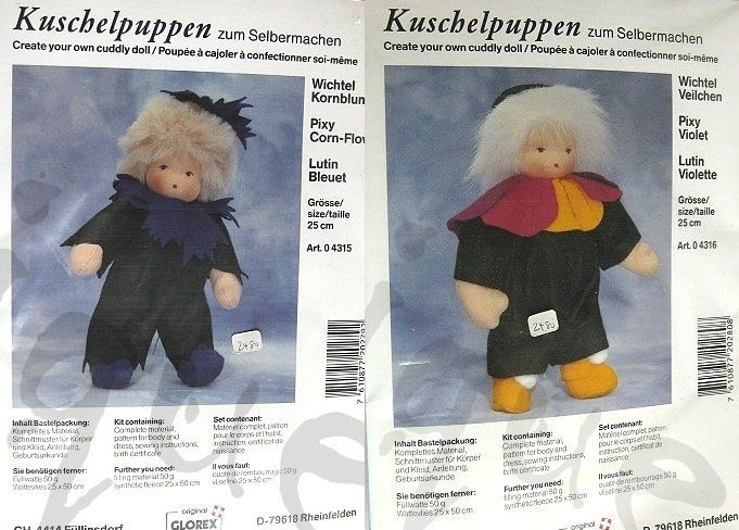 Kit bricolage: Bastelpackung Kuschelpuppe Veilchen oder Kornblume – Nuovo e nell'imballaggio originale da Schlatt TG venduto da mavo85