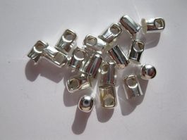 10 Endkappen, Cord Ends, Endstücke versilbert 5mm
