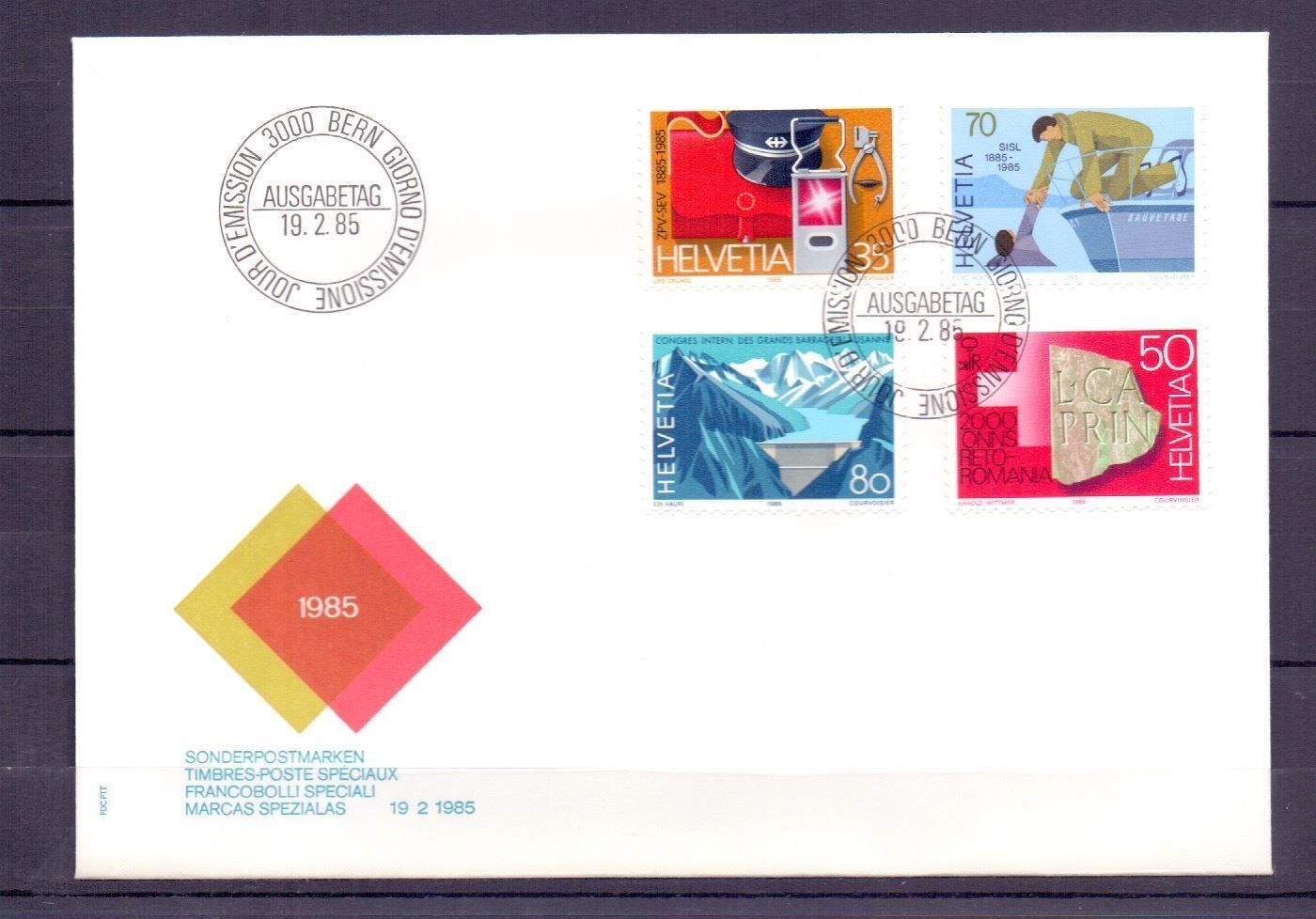 Tutti i francobolli: CH FDC Satz 1985 – Usato da Koblenz venduto da Markenhimmel
