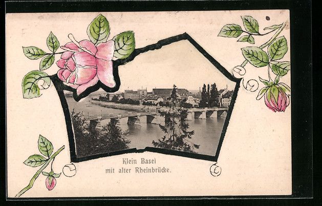 Cartes postales: Basel, Teilansicht mit alter Rheinbrück – D'occasion à Berlin par bartko-reher