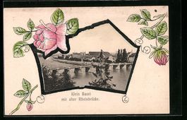 Basel, Teilansicht mit alter Rheinbrück