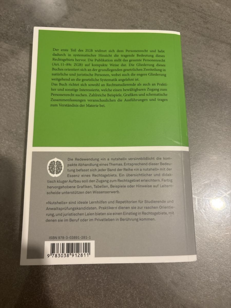 Libri: Personenrecht IN A NUTSHELL 2. Auflage  – Usato da Gebenstorf venduto da mutha3 1