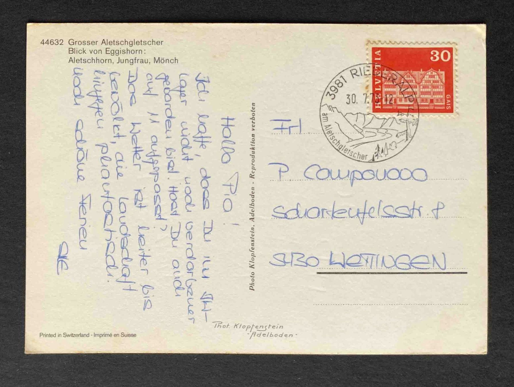 Cartoline postali: AK Grosser Aletschgletscher Blick vom Eggishorn – Usato da Goldau venduto da artelier1 1