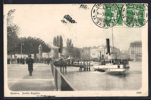 Ansichtskarten: AK Genéve, Jardin Anglais, 1911 – Gebraucht aus Berlin von bartko-reher