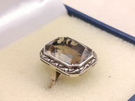 Jugendstil 800er Silber Ring Rauchquarz Edelstein um 1900j