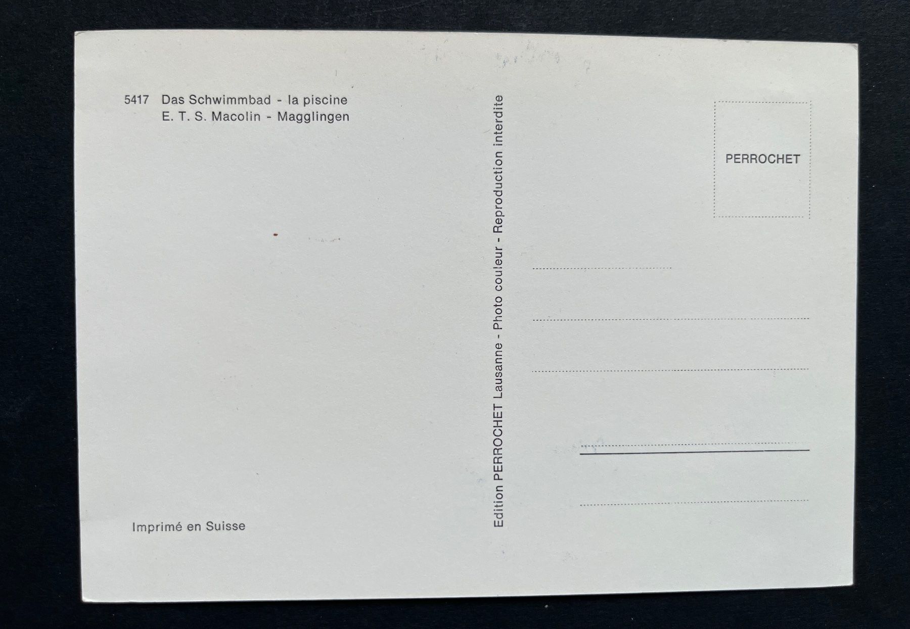 Cartoline postali: Das Schwimmbad - la piscine E. T. S. Macolin - Magglingen – Usato da Ostermundigen venduto da DaxKarten-75 1