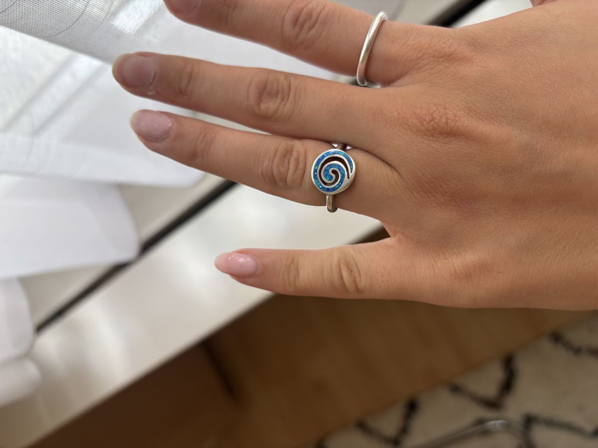 Anelli: Sterling Silver Blue Opal Spiral Ring Everyday Round Ring 52 – Usato da Zürich venduto da Rochfordevelyn 1
