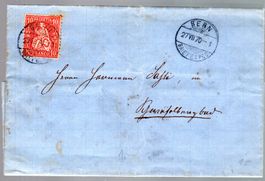 1870 FALTBRIEF BERN - SCHWERZENBERG SITZENDE HELVETIA 10 FRA