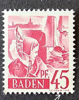 *ABART* Französische Zone Baden-Mi 9 ** (1947) N verstümmelt