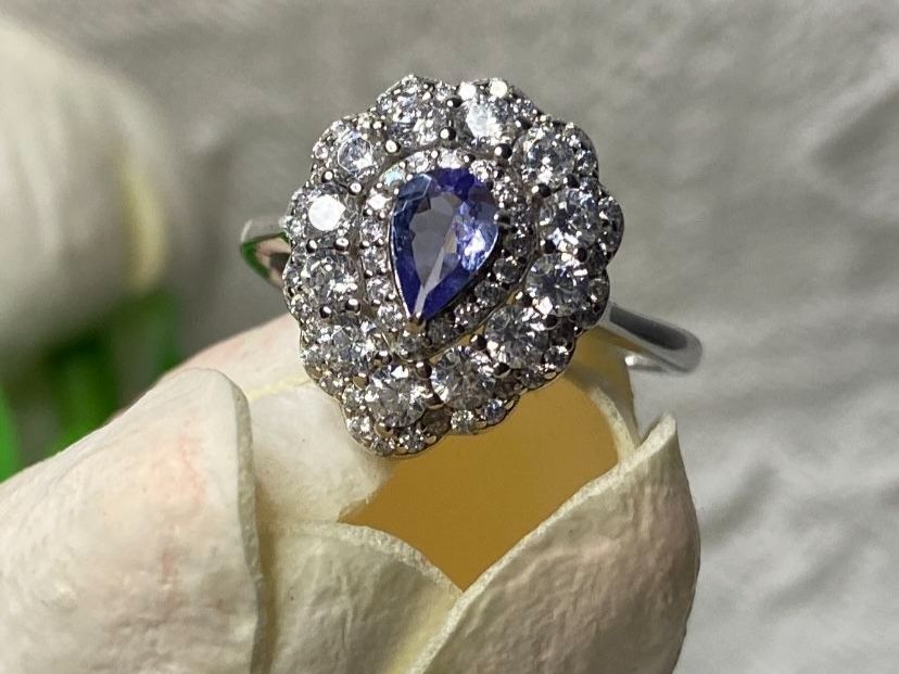 Anelli: Wunderschöner Tansanit Ring mit Diamant Immitaten 925 Silber – Nuovo (secondo la descrizione) da St. Gallen venduto da GIULESGG 8