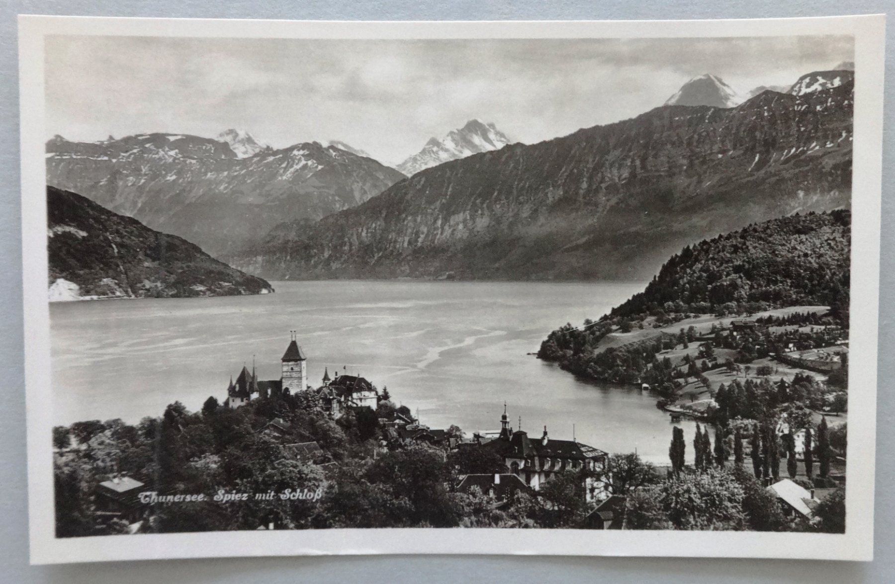 Ansichtskarten: Thunersee, Spiez mit Schloss – Defekt aus Fétigny von Billy2miny