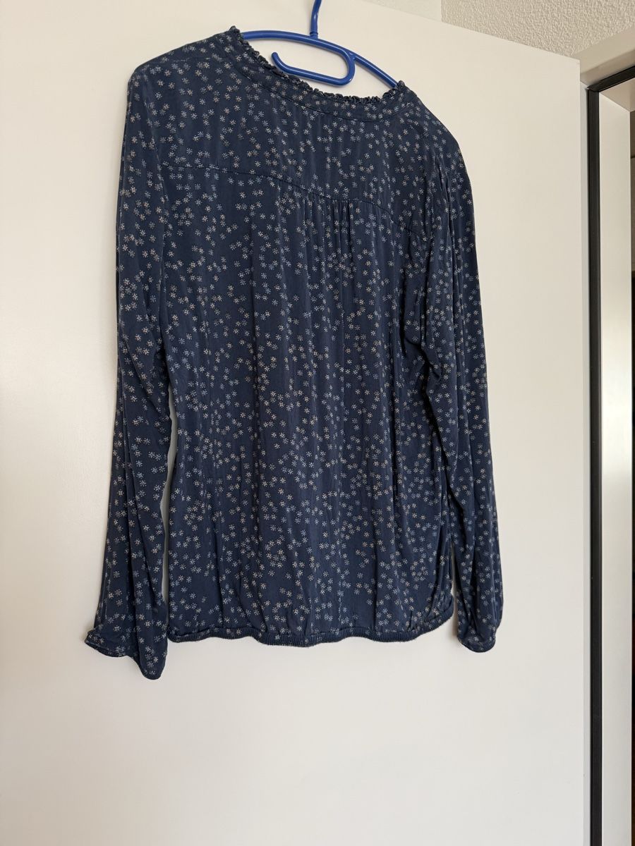 Camicette: Street One Bluse Gr. 40, dunkelblau mit Muster, langarm – Usato da Baden venduto da Perth10 1