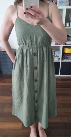 Leichtes Sommerkleid A-Linie in Olivgrün, Gr. S