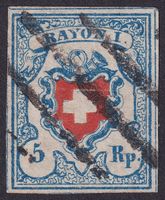 17II, Rayon I hellblau T.14 B1-LU, seltene Raute YVERDON