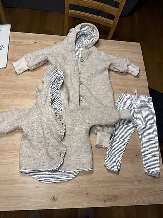 Wolleset neutral Grösse 74/80 aus 100% Wolle