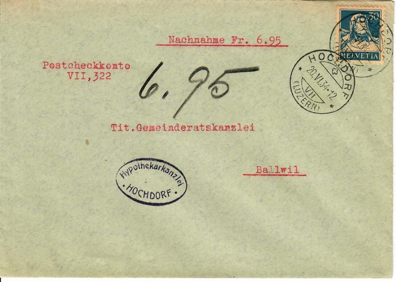 Tutti i francobolli: Brief Hypothekarkanzlei Hochdorf 1934 – Usato da Hochdorf venduto da Ziegel-16