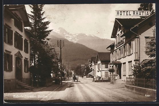 Cartoline postali: Buchs, Hotel Rhätia in der Bahnhofstras – Usato da Berlin venduto da bartko-reher