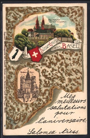 Cartoline postali: Basel, Das Münster, Spalenthor u. Wappe – Usato da Berlin venduto da bartko-reher