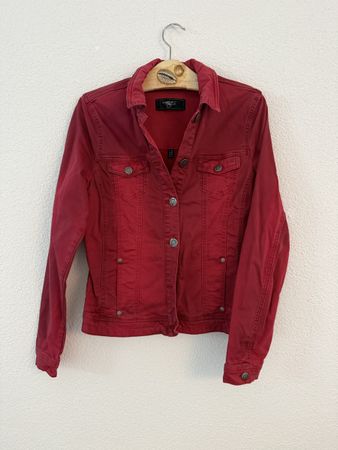 Damen Jeansjacke – Rot, Grösse M