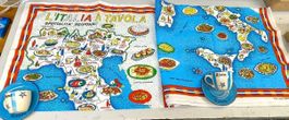 Vintage Italien Geschirrtuch & Tasse Rimini, Sommerdeko! 2 x