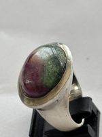 Ring Silber mit Stein grün/pink oval 925