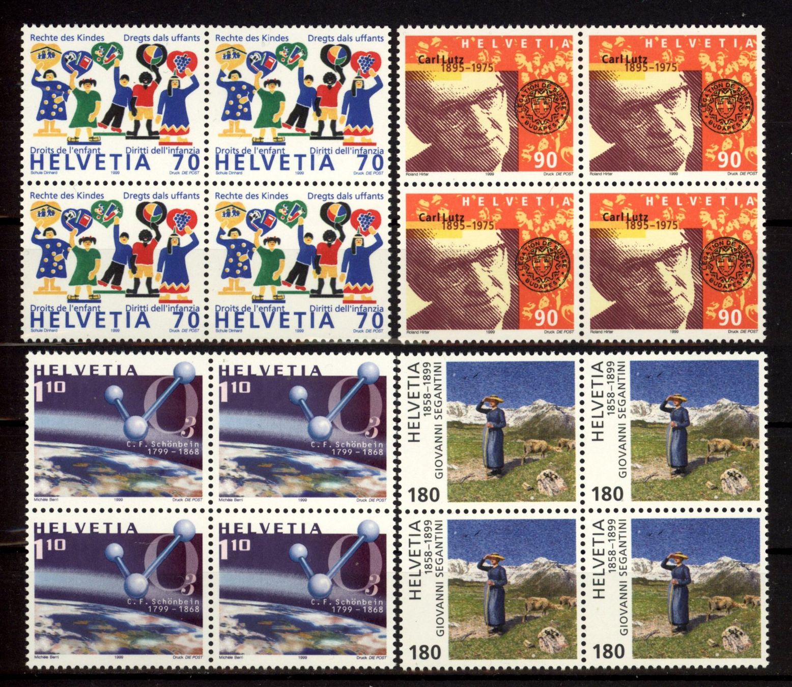 Tutti i francobolli: 1999, Sondermarken, Viererblöcke ** – Usato da Willisau venduto da Vollstempel