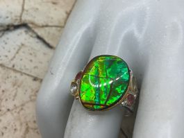 Wunderschöner Ammolithring in Sterlingsilber, Gr. 7.5