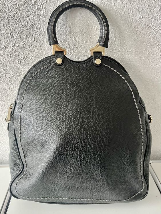 Sac Plinio Visona En Cuir De Veau Pleine Fleur – Noir – Bandoulière – Neuf Avec étiquettes