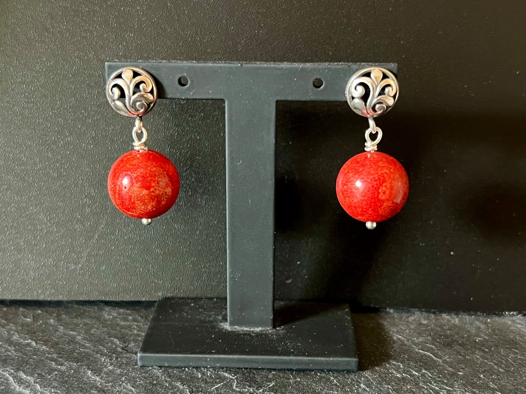 Orecchini pendenti & Orecchini a lobo: Boho Chic Coral Earrings Sterling Silver – Nuovo e nell'imballaggio originale da Rüschlikon venduto da ThereseJewelryDesign 1