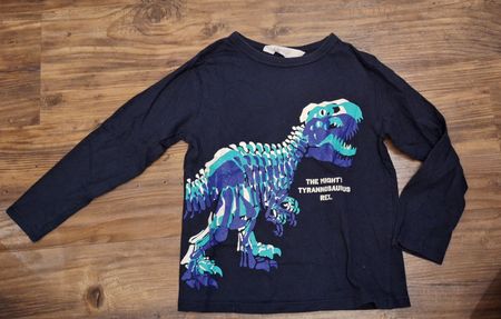 Kinder T-Shirt Langarm dunkelblau Dinosaurier Grösse 104