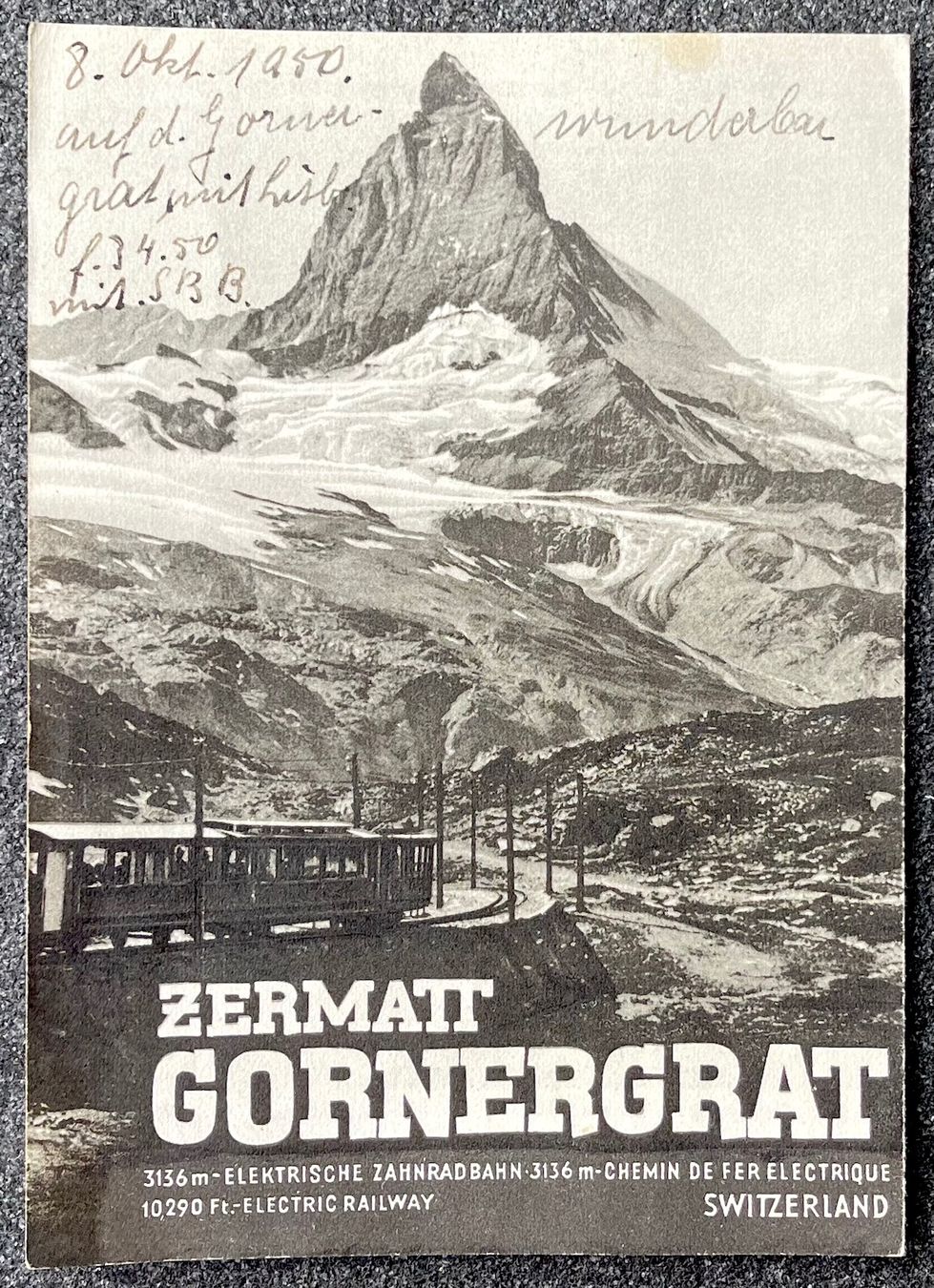 Cartine & Atlanti: Panoramakarte Zermatt - Gornergrat, 1937 – Usato da Burgdorf venduto da Bsb7