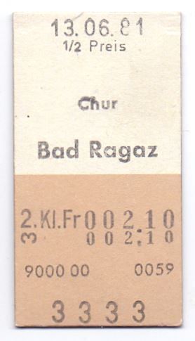Biglietti: Billette Chur - Bad Ragaz – Usato da Langenthal venduto da Sammlungs_aus
