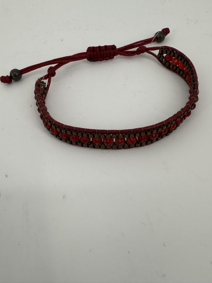 Bracciali & Braccialetti: Armband geflochten rot mit Perlen – Usato da Auenstein venduto da moin.