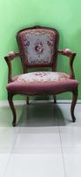 Sessel mit Blumenmuster und Holzrahmen Vintage