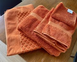 Linges de bain Yves Delorme orange ensemble 5 pièces