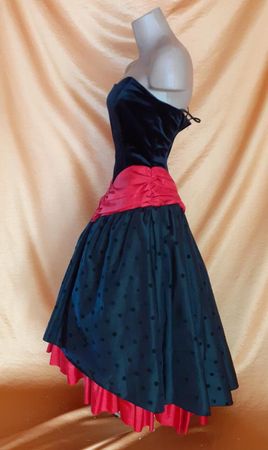 süßes Cocktailkleid Tangokleid Tanzkleid Samt Rockabilly 38
