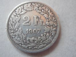 2 Fr. 1907 silber  uralt