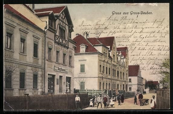 Cartoline postali: Gross-Deuben, Wollwaren-Handlung Georg G – Usato da Berlin venduto da bartko-reher