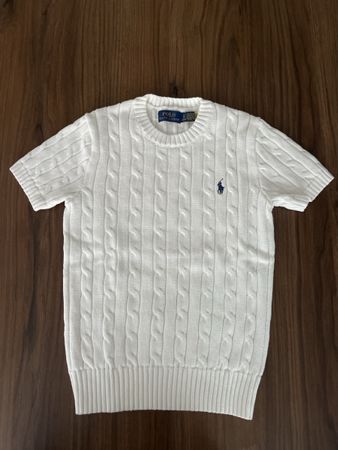 Polo Ralph Lauren Pullover weiss Grösse XS kurzarm Zopfmuste