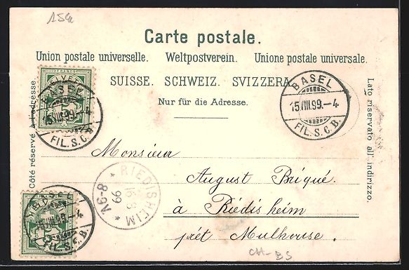 Cartes postales: Litho Basel, Ortsansicht, Rathaus, St.Ja – D'occasion à Berlin par bartko-reher 1