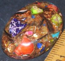 Cabochon L-2760 – Kupfer Meeressediment Jaspis bunt 29x21mm