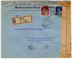 Helvetia m.S. Rollenmarken MiF auf zensuriertem Chargé-Brief