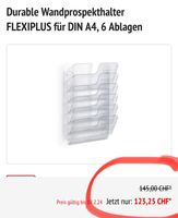 %Wandprospekthalter FLEXIPLUS für DIN A4, 6 Ablagen