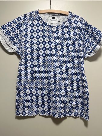 Topman T-Shirt Gr. L Blau/Weiss - Sommerliches Muster!