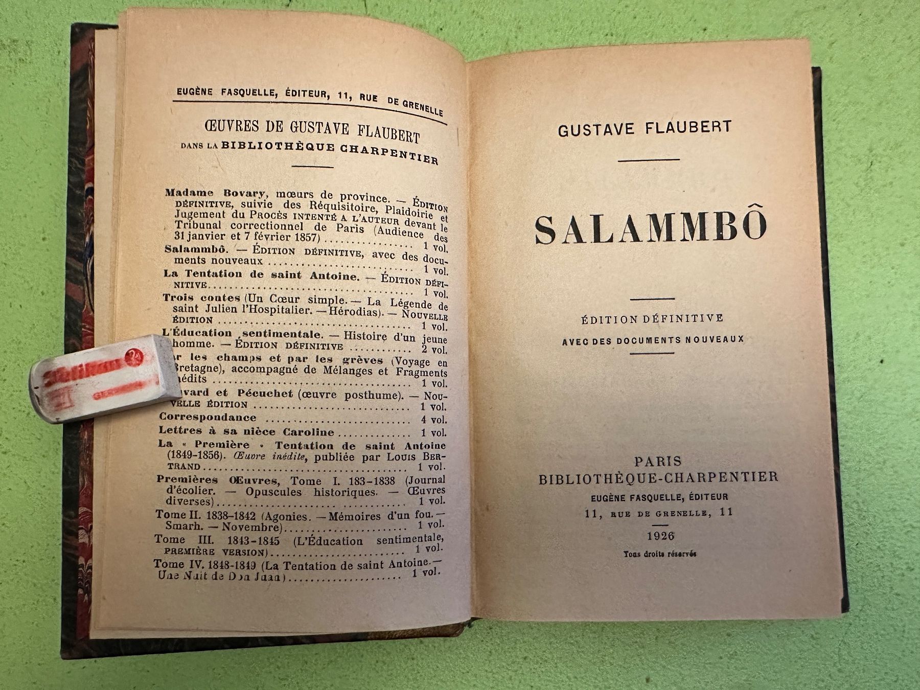 Libri: Gustave Flaubert: Salammbô. 1926 – Usato da Zürich venduto da allp 2