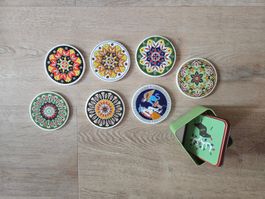 7er Set Untersetzer, handbemalt, Keramik aus Griechenland
