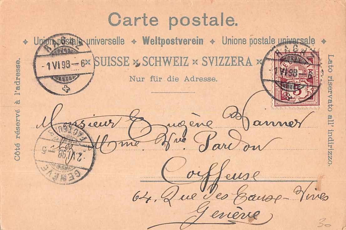 Ansichtskarten: uralte LITHO Ansichtskarte RAGAZ 1.6.1898 - sehr schön – Gebraucht aus Lufingen von TopAnsichtskarten 1