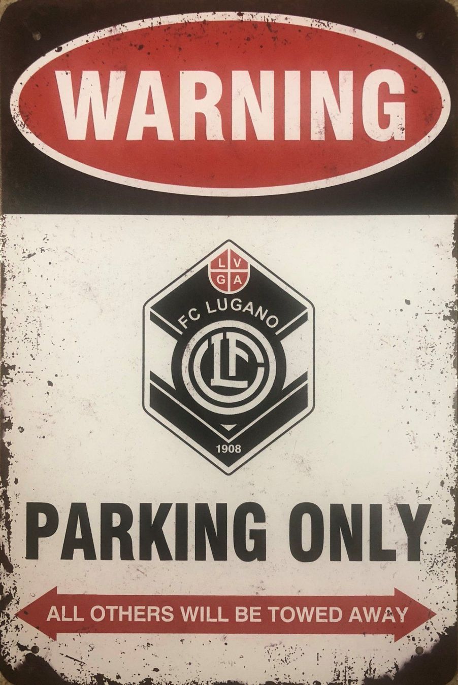 Schilder: FC Lugano Parking Only Blechschild Cornaredo NLA Englisch – Neu und originalverpackt aus Dättlikon von easythings
