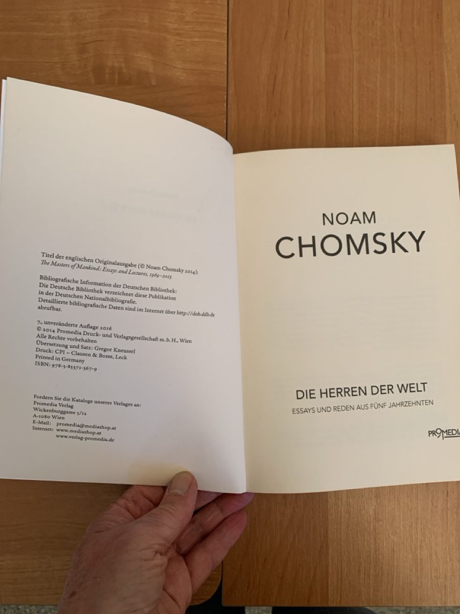 Libri: Noam Chomsky, Die Herren der Welt – Nuovo (secondo la descrizione) da Auslikon venduto da Moisefeder 2