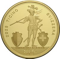 500 CHF Schützentaler Tessin 2025 Gold PP